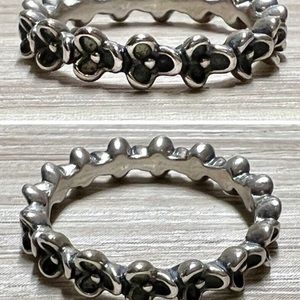 Authentic  Pandora Silver Floral Elegance “Wanda's Garden II” Flower Ring Size 6